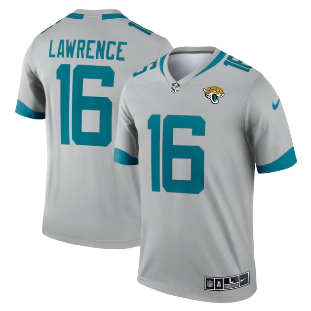 mens nike trevor lawrence silver jacksonville jaguars inverted legend jersey